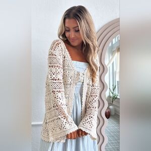 POL Cream Crochet Sweater